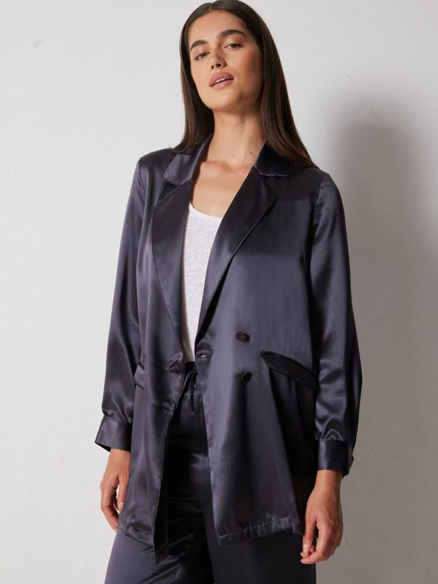 Femme notshy Manteaux & Vestes | Blazer Soie Orietta Carbone Gris