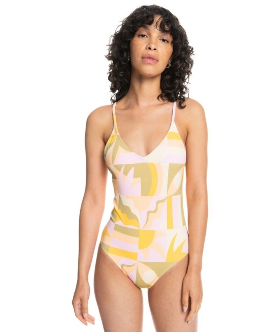 Femme quiksilver Maillots De Bain | Eqwx103052-Nhk6 - Classic V One Piece Aop Jaune