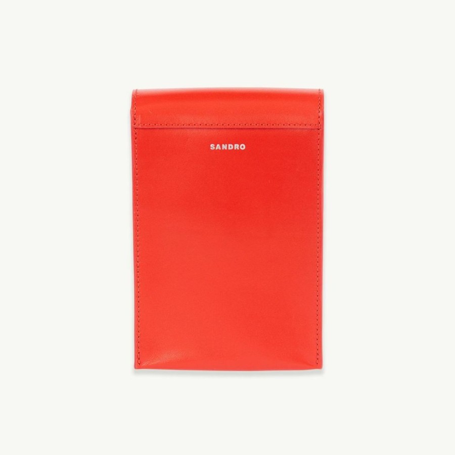 Homme sandro Porte-Documents | Pochette A Bandouliere En Cuir Lisse Orange