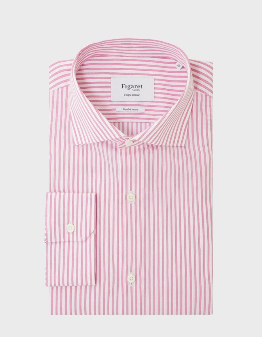 Homme figaret Chemises | Chemise Ajustee Rayee Rose