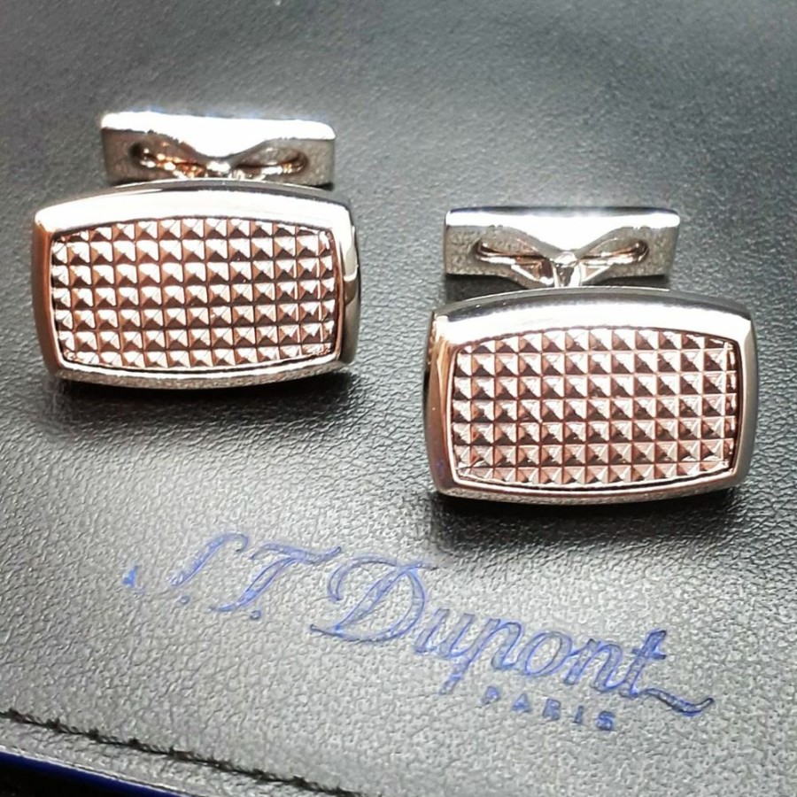 Homme s.t. dupont Costumes | Boutons De Manchettes Pointe De Diamant/Palladium Gris