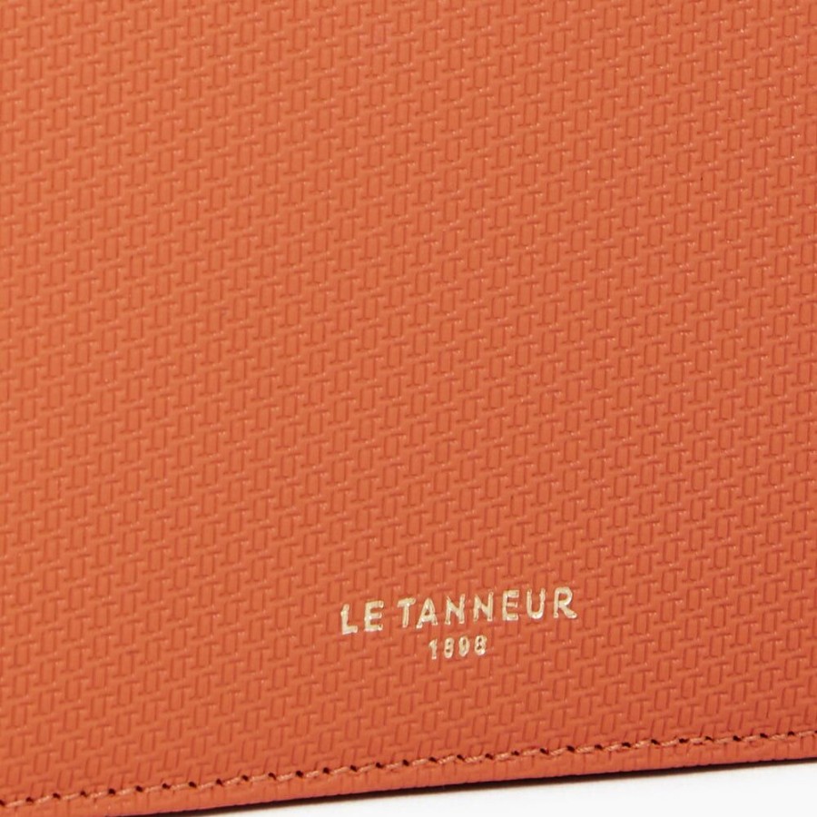 Femme le tanneur Sacs | Pochette A Rabat Avec Bandouliere Amovible Emilie En Cuir Monogramme Orange