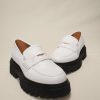 Femme maje Mocassins Et Richelieus | Mocassins En Cuir A Plateforme Blanc