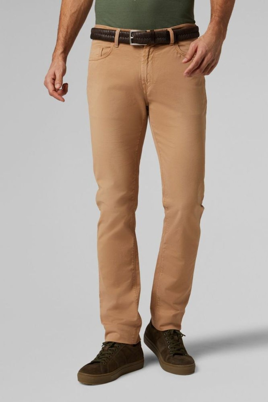 Homme boggi milano Pantalons | Pantalon 5 Poches En Coton Stretch Delave Coupe Reguliere Beige