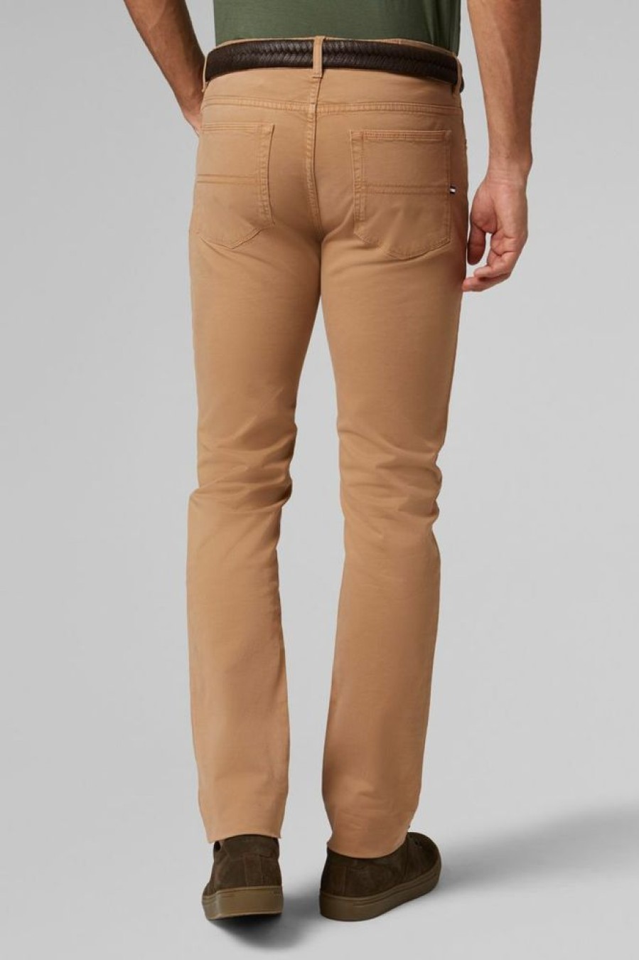 Homme boggi milano Pantalons | Pantalon 5 Poches En Coton Stretch Delave Coupe Reguliere Beige