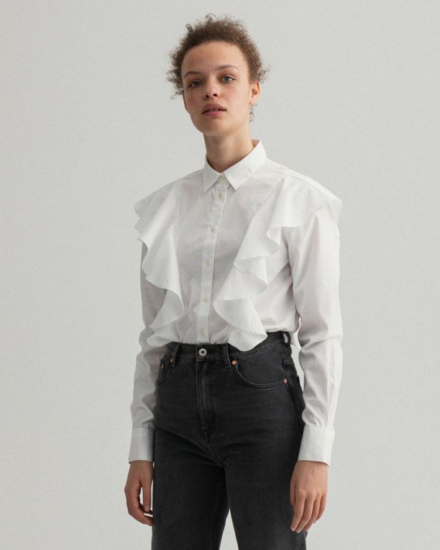 Femme gant Chemises & Blouses | Frill Shirt Blanc