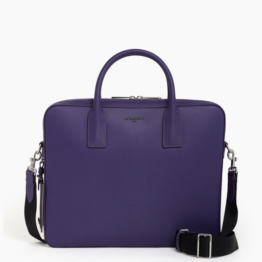 Homme le tanneur Porte-Documents | Porte Document Slim 14" Emile En Cuir Monogramme Violet