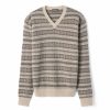 Homme eric bompard Pulls & Gilets | Pull V Jacquard Fair Isle - Homme - Avoine Beige