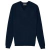 Homme eric bompard Pulls & Gilets | Pull V Emmanchure Marteau Ajuste - Homme - Marine Bleu