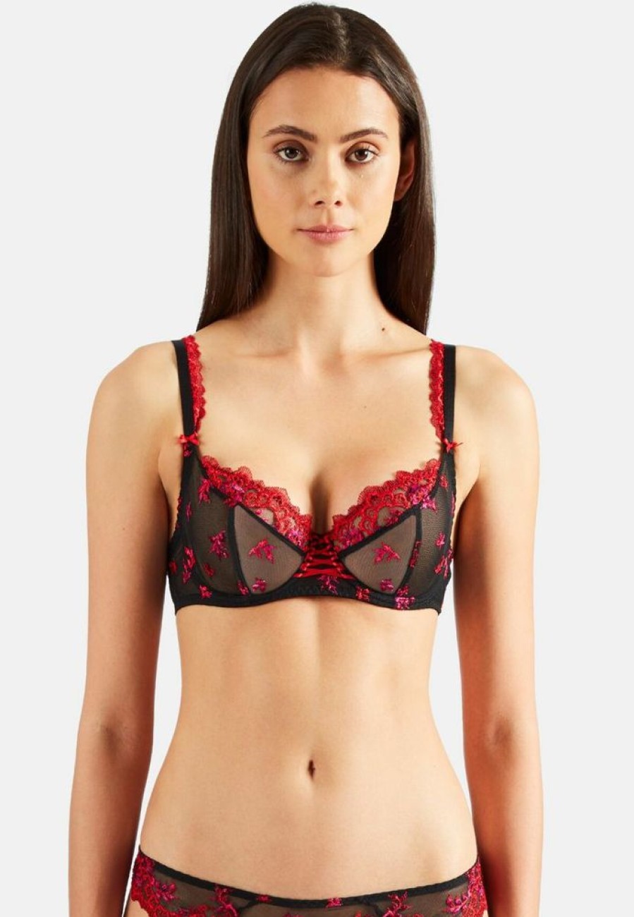 Femme aubade Soutien-Gorges | Soutien-Gorge Balconnet Romance D'Ete Rouge