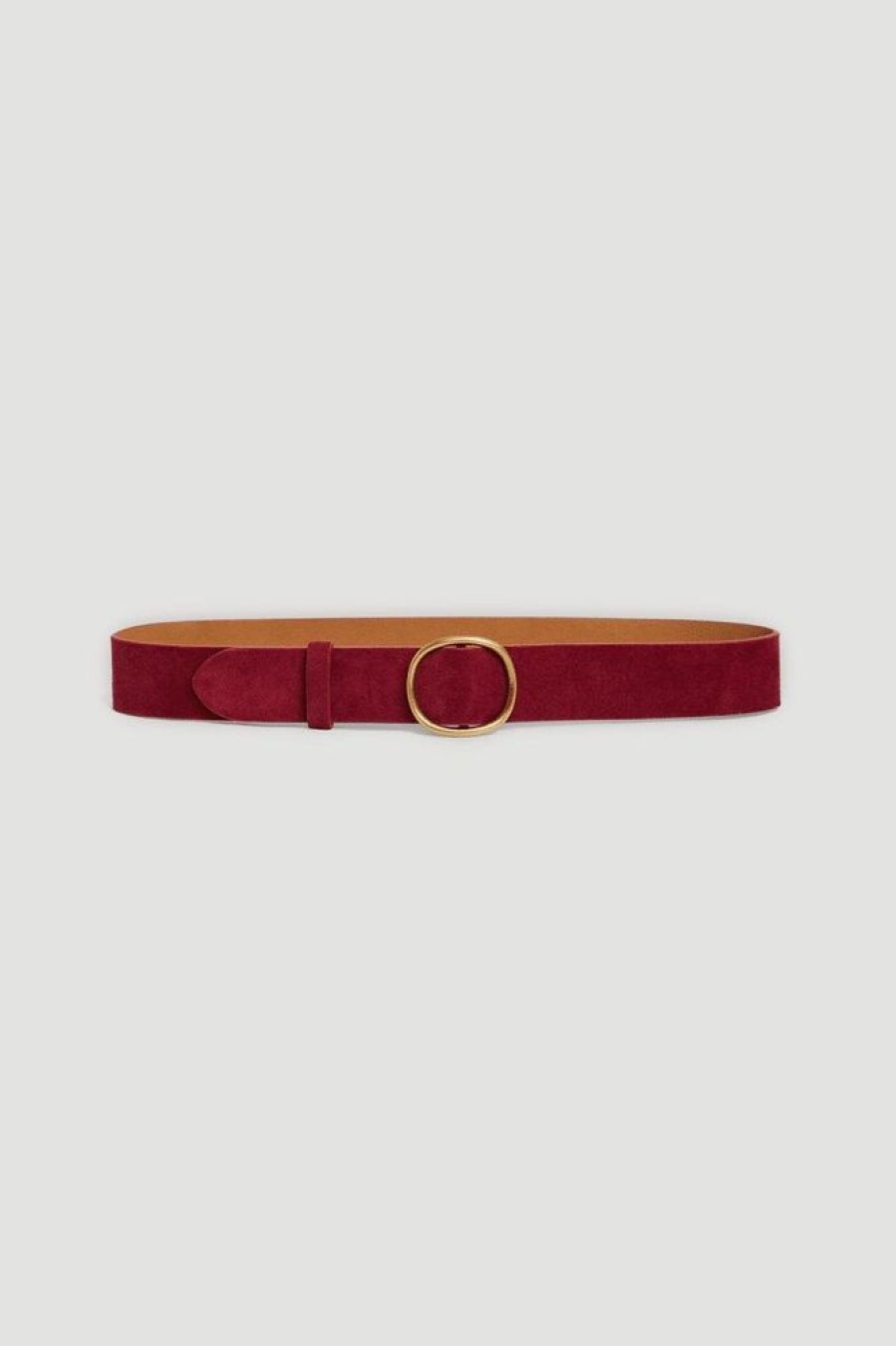 Femme gerard darel Ceintures | Ceinture Paloma En Refente De Vachette Velours Paloma Bordeaux