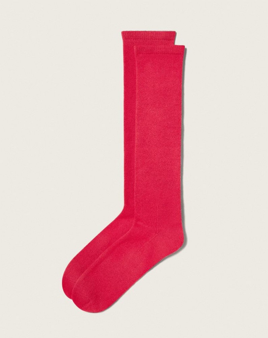 Femme eric bompard Chaussettes & Collants | Chaussettes Hautes Unies - Accessoires - Candy Pop Rouge