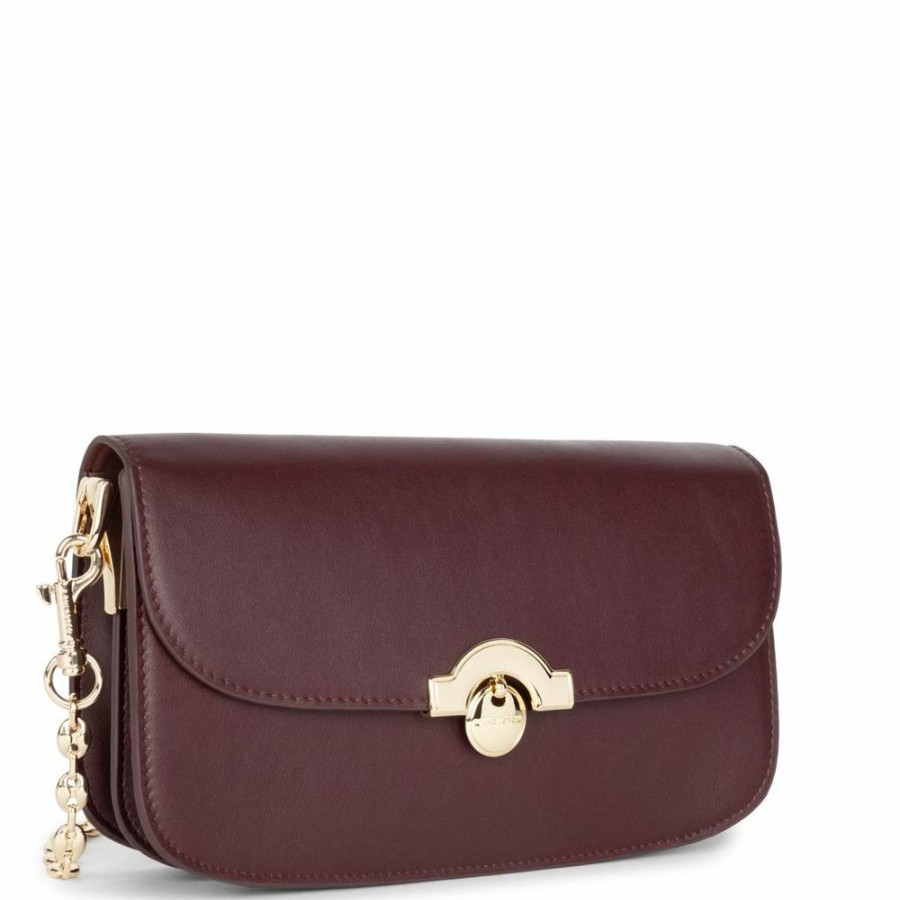 Femme lancaster Pochettes | Pochette A Rabat Avec Fermoir Paris Medaille Bordeaux