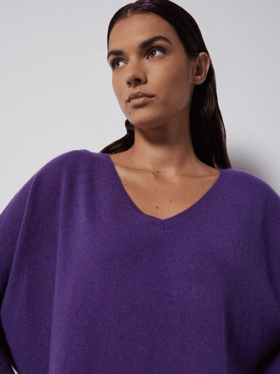 Femme notshy Pulls & Gilets | Pull Poncho Cachemire Faustine Amethyste Violet