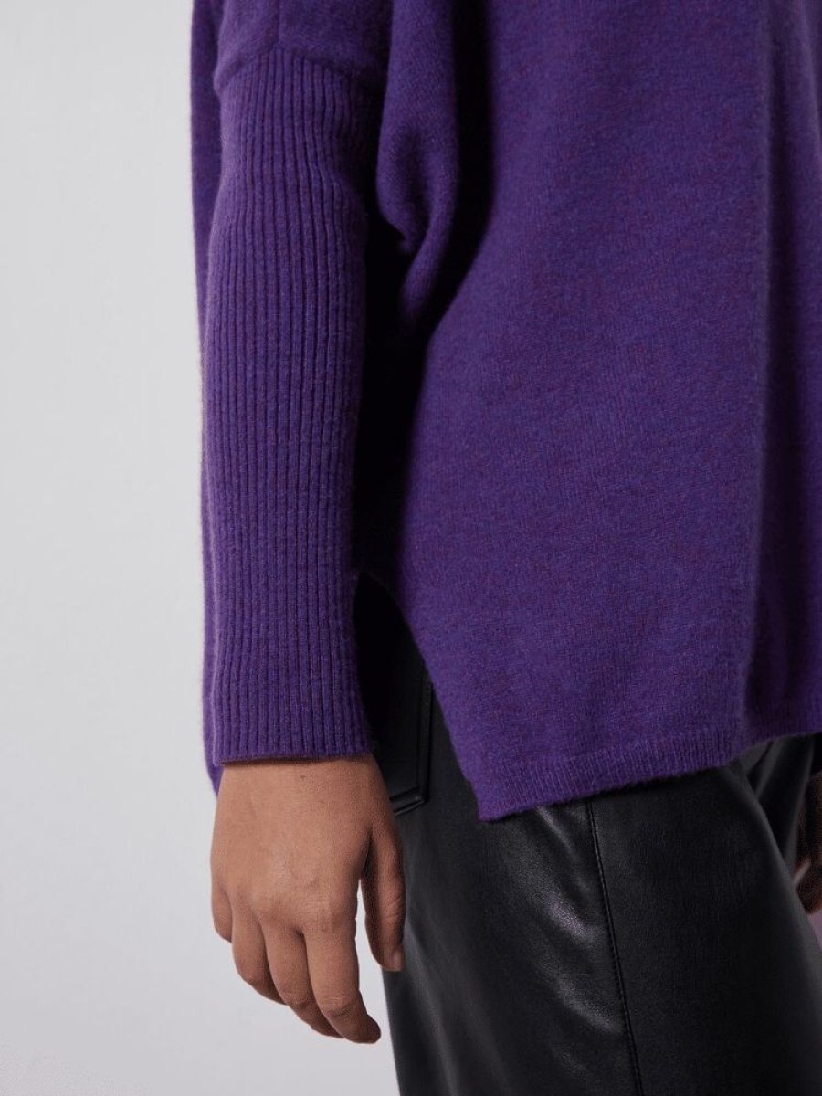 Femme notshy Pulls & Gilets | Pull Poncho Cachemire Faustine Amethyste Violet