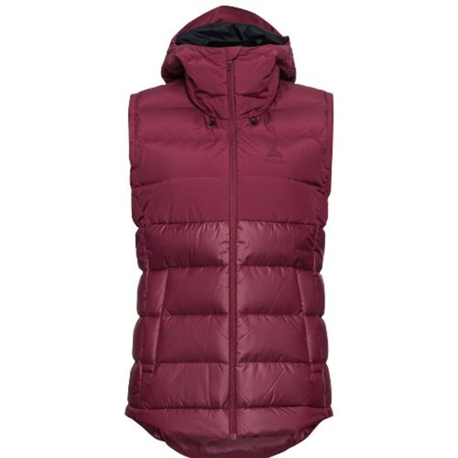 Femme odlo Vetements | Veste A Capuche Sans Manches Avec Isolation En Duvet Severin N-Thermic Pour Femme Rouge