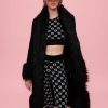 Femme maje Manteaux & Vestes | Manteau A Contrastes En Fausse Fourrure Noir