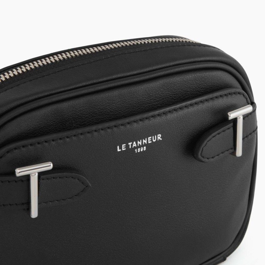 Homme le tanneur Pochettes | Mini Sac Bandouliere Laura En Cuir Lisse Noir