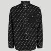 Homme karl lagerfeld Chemises | Diagonal Print Denim Overshirt Noir