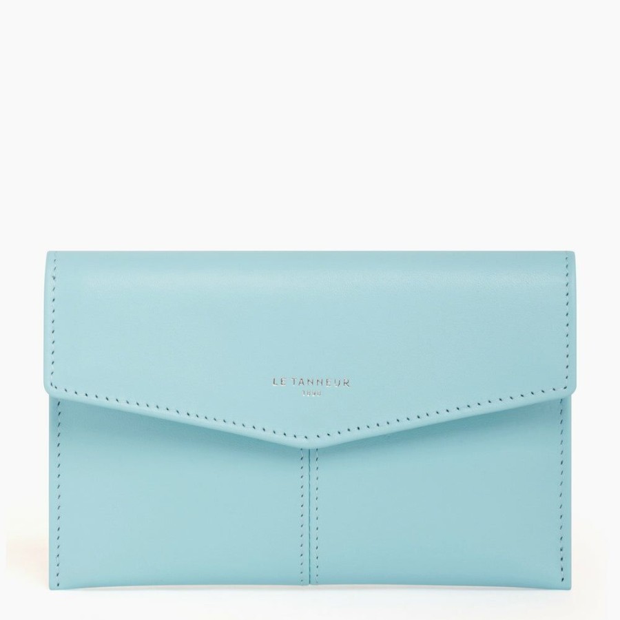 Femme le tanneur Pochettes | Pochette Enveloppe Moyen Modele Charlotte En Cuir Lisse Bleu