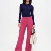 Femme maje Pantalons | Pantalon De Tailleur Large Et Stretch Rose Bois