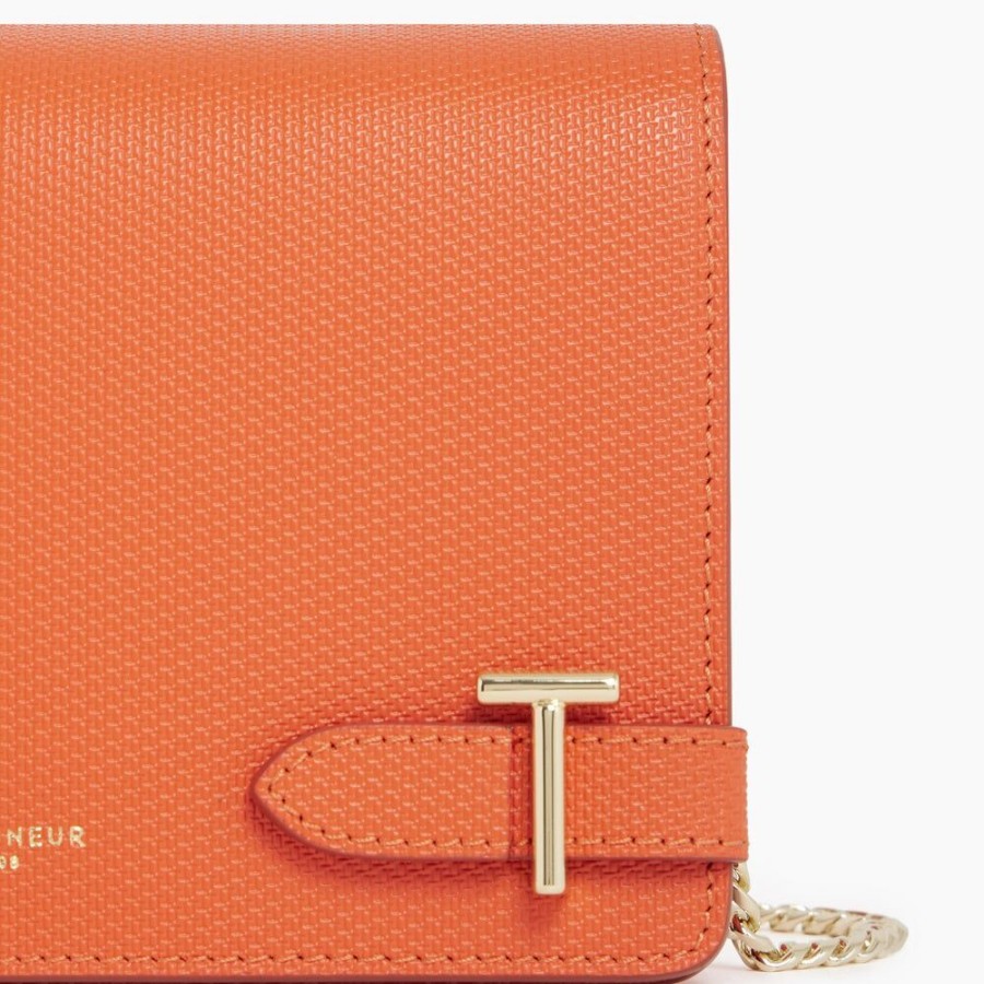 Femme le tanneur Pochettes | Petit Sac Bandouliere Emilie En Cuir Monogramme Orange