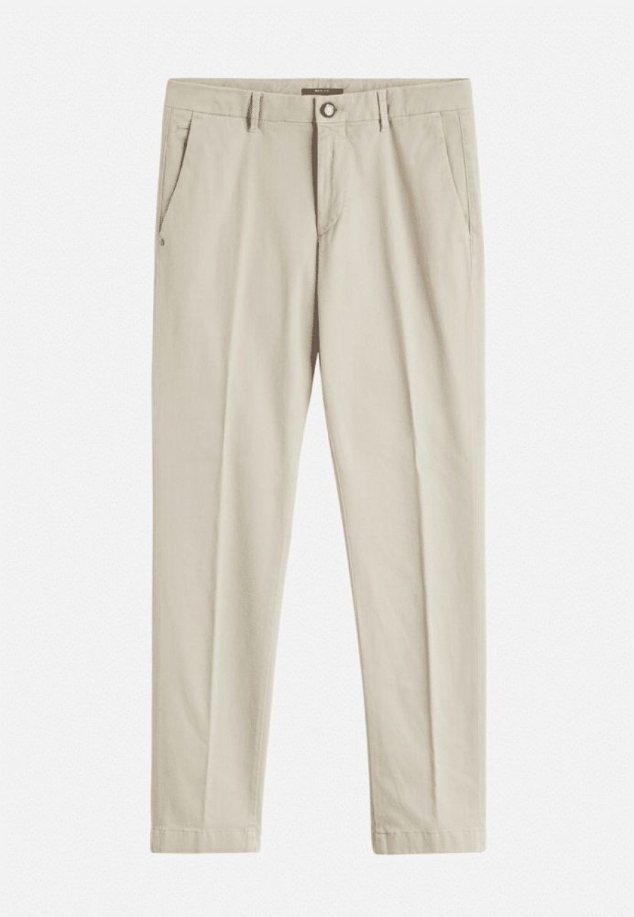 Homme boggi milano Pantalons | Pantalon En Coton Tencel Extensible Beige