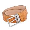 Homme s.t. dupont Ceintures | Ceinture En Crocodile Exotique Et Finition Palladium 35 Mm Jaune