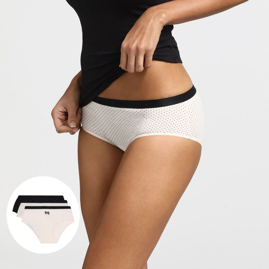 Femme dim Soutien-Gorges | Lot De 3 Boxers Noeud En Coton Les Pockets Boxer Noir