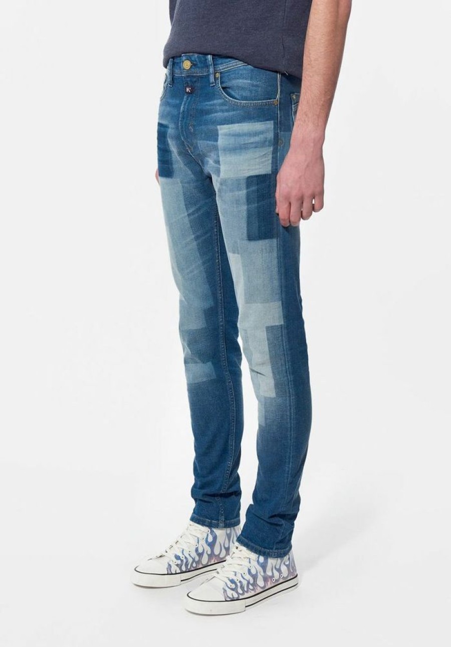 Homme kaporal Pantalons | Jean Slim Patchwork Homme Bleu