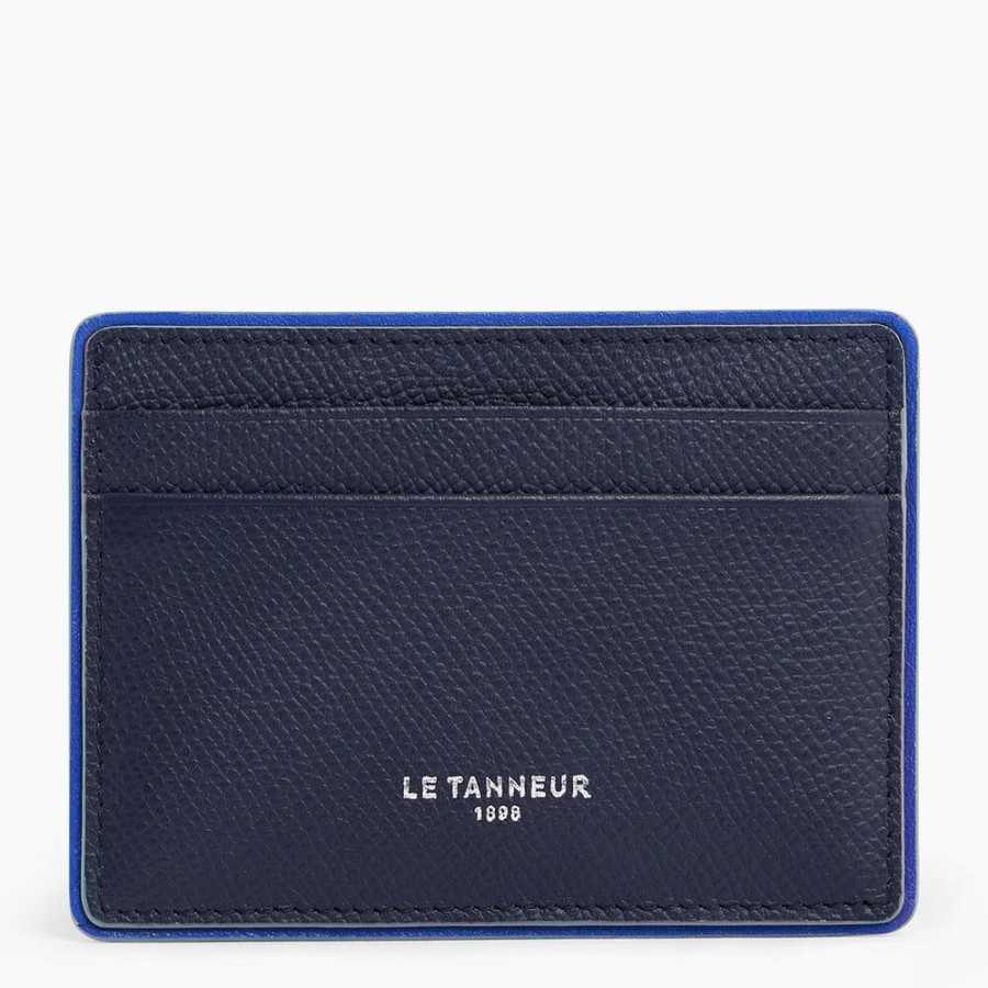 Homme le tanneur Petite Maroquinerie | Porte Cartes Augustin En Cuir Graine Bleu