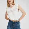 Femme claudie pierlot T-Shirts | T-Shirt Coton Sans Manche Ecru