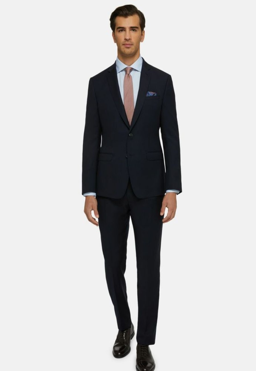 Homme boggi milano Costumes | Micro Structured Wool Suit Style London Bleu