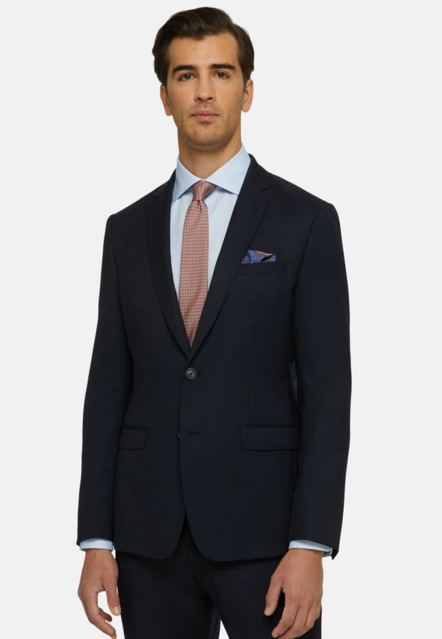 Homme boggi milano Costumes | Micro Structured Wool Suit Style London Bleu