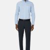 Homme boggi milano Costumes | Chemise A Rayures Clair En Serge De Coton Regular Fit Bleu