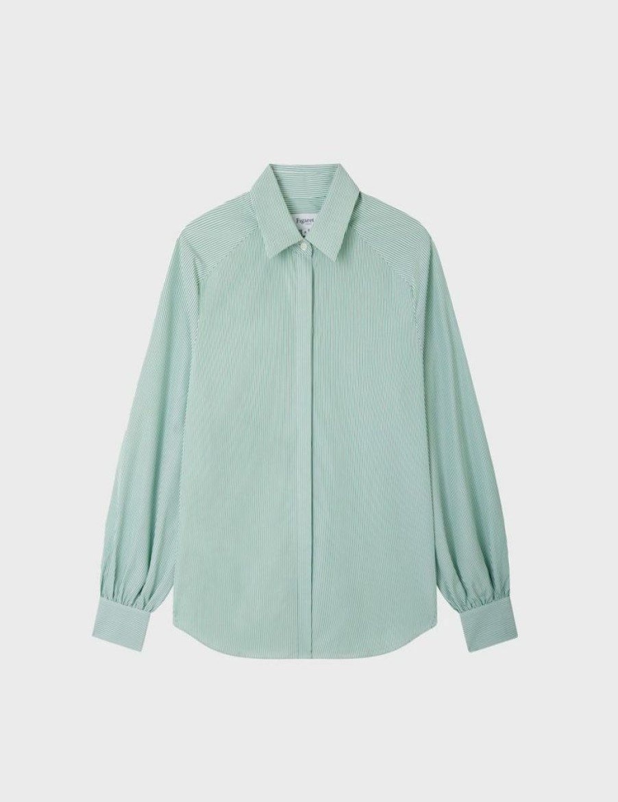 Femme figaret Chemises & Blouses | Chemise Oversize Cassie Rayee E Vert