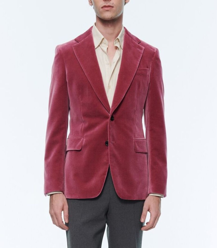 Homme fursac Costumes | Veste En Velours Framboise Rose