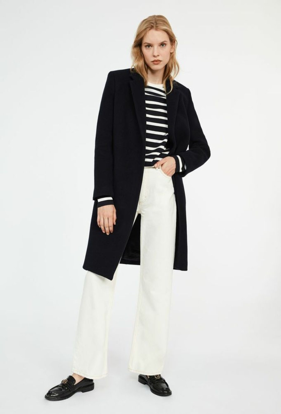 Femme claudie pierlot Manteaux & Vestes | Manteau Droit Mi-Long Bleu