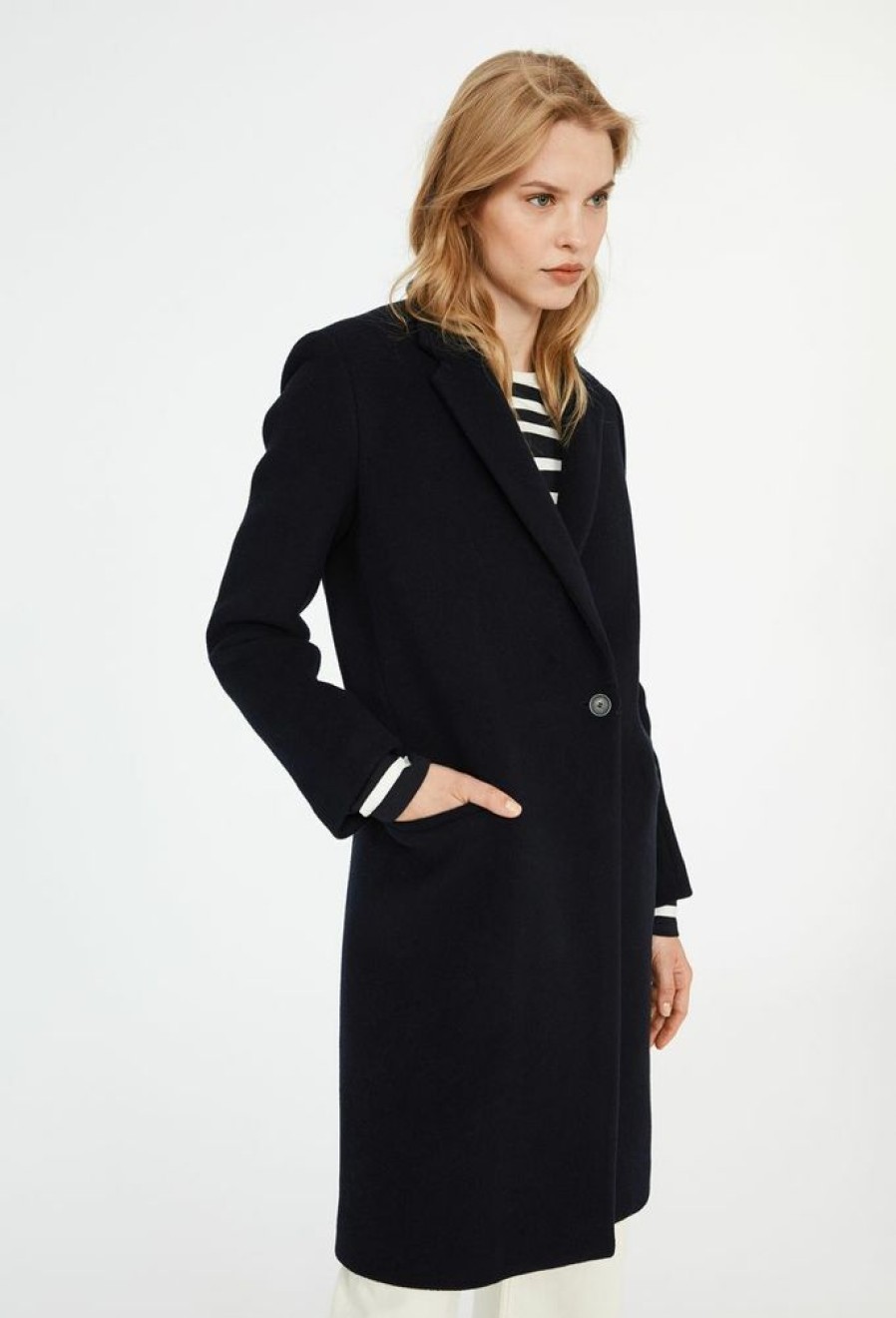 Femme claudie pierlot Manteaux & Vestes | Manteau Droit Mi-Long Bleu