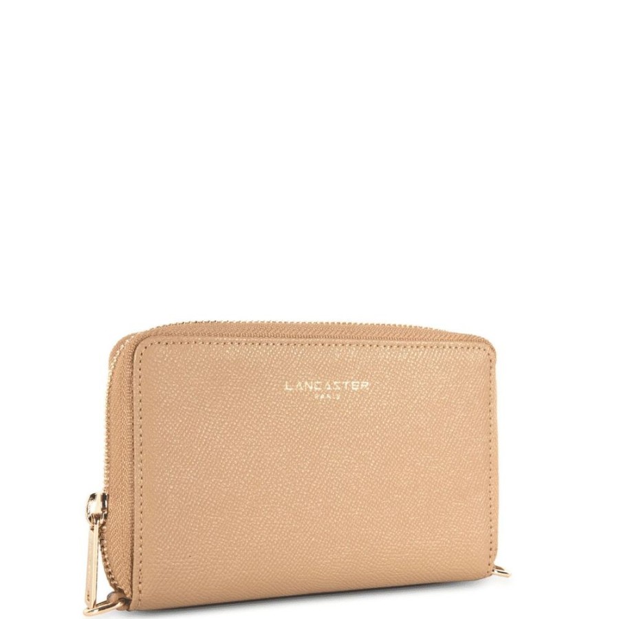 Femme lancaster Portefeuilles | Portefeuille Zippe Autour Delphino Beige