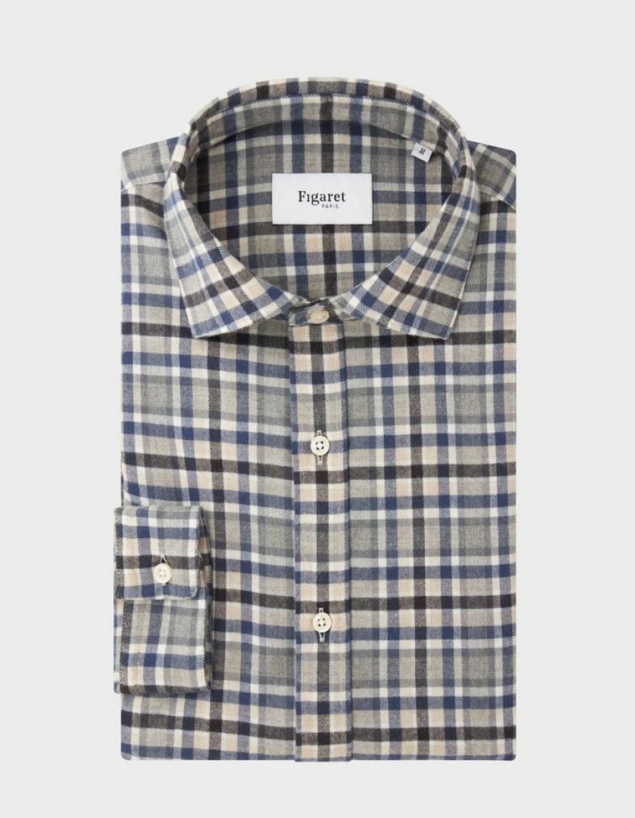 Homme figaret Chemises | Chemise Aristote A Carreaux S Bleu