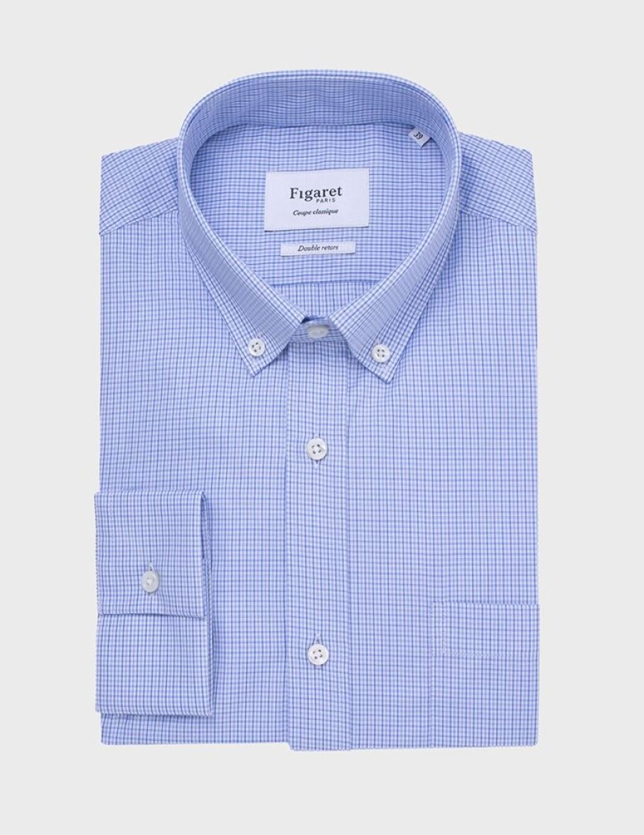 Homme figaret Chemises | Chemise Classique A Carreaux S Bleu