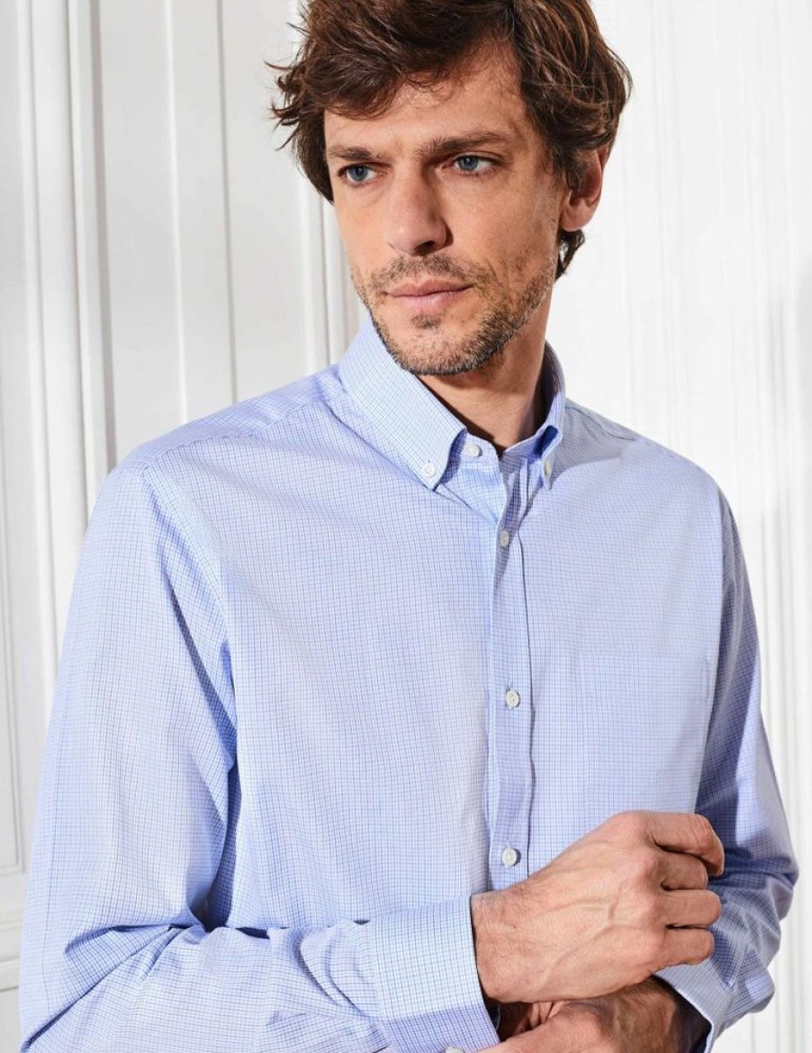 Homme figaret Chemises | Chemise Classique A Carreaux S Bleu