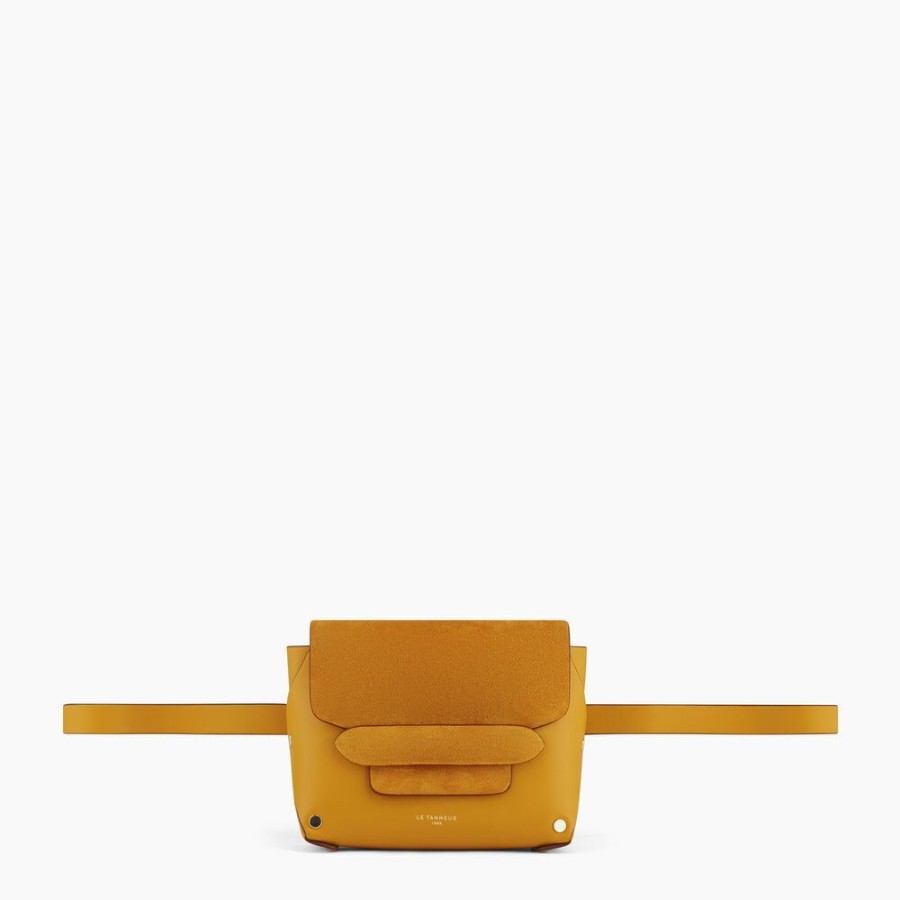 Femme le tanneur Pochettes | Sac Ceinture Justine En Cuir Lisse Et Velours Jaune