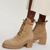 Femme maje Bottines & Boots | Bottines A Talons En Suede Camel