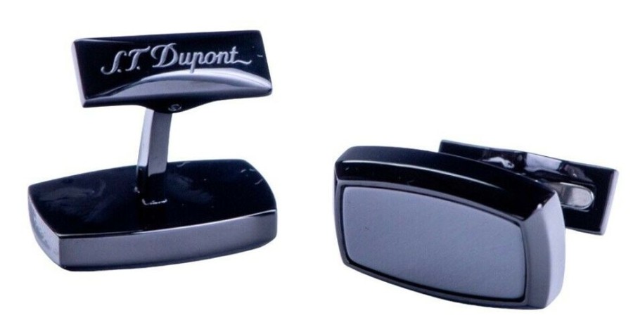 Homme s.t. dupont Costumes | Boutons De Manchettes Rectangles Laque E/ Noir