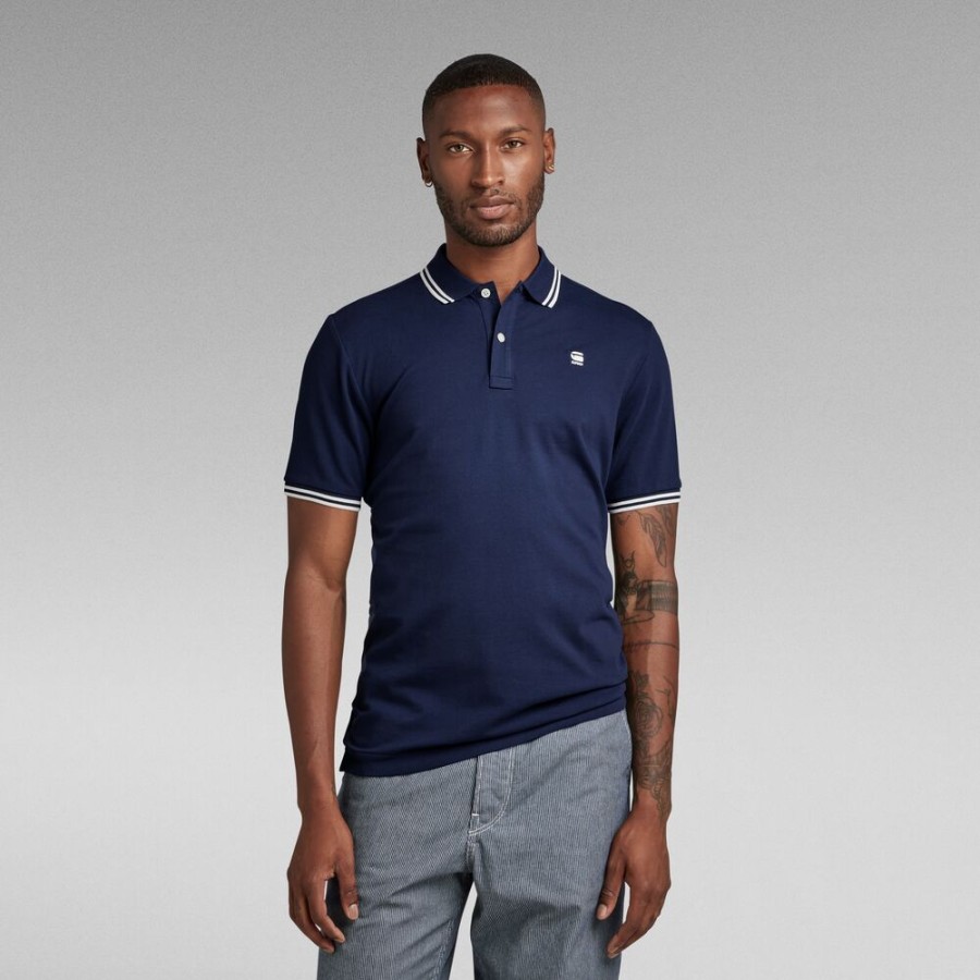 Homme g-star T-Shirts | Polo Dunda Slim Stripe Bleu