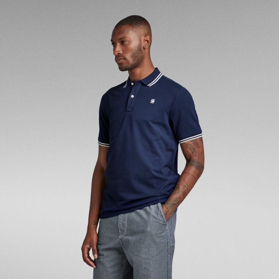 Homme g-star T-Shirts | Polo Dunda Slim Stripe Bleu