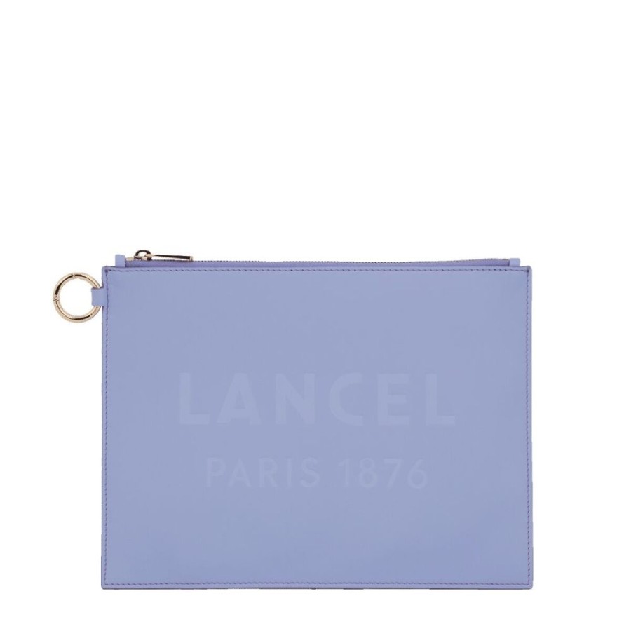 Femme lancel Pochettes | Essential Cuir Vachette Lisse - Pochette F - Lavande Bleu