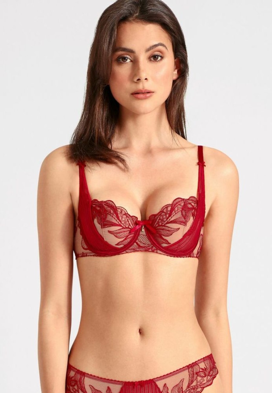 Femme aubade Soutien-Gorges | Soutien-Gorge Corbeille Fleur De Tattoo Rouge